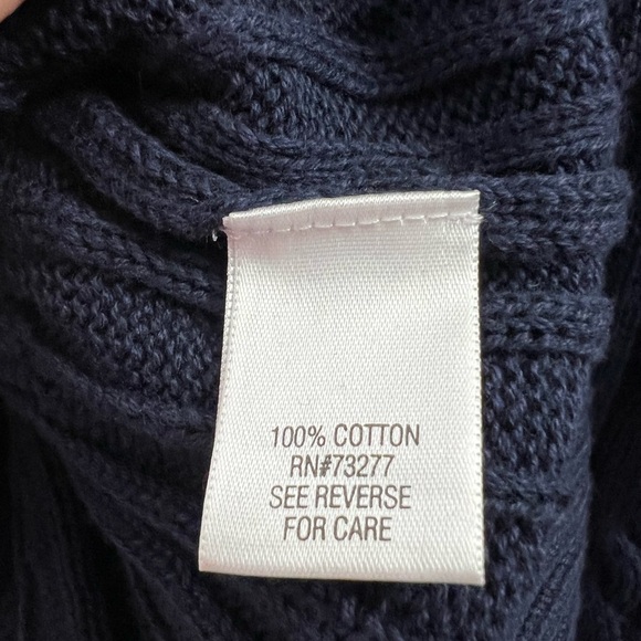 Croft & Barrow Cable Knit Sweater V-Neck Long Sleeves Pullover Navy Blue Large - Picture 5 of 5